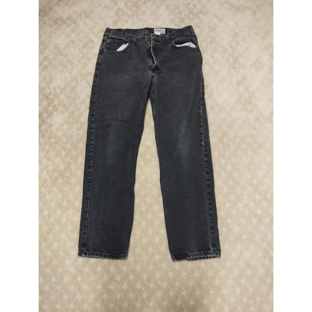 Vintage Eddie Bauer Jeans Men's 38x34 Black Denim Made in USA Straight Leg 90s